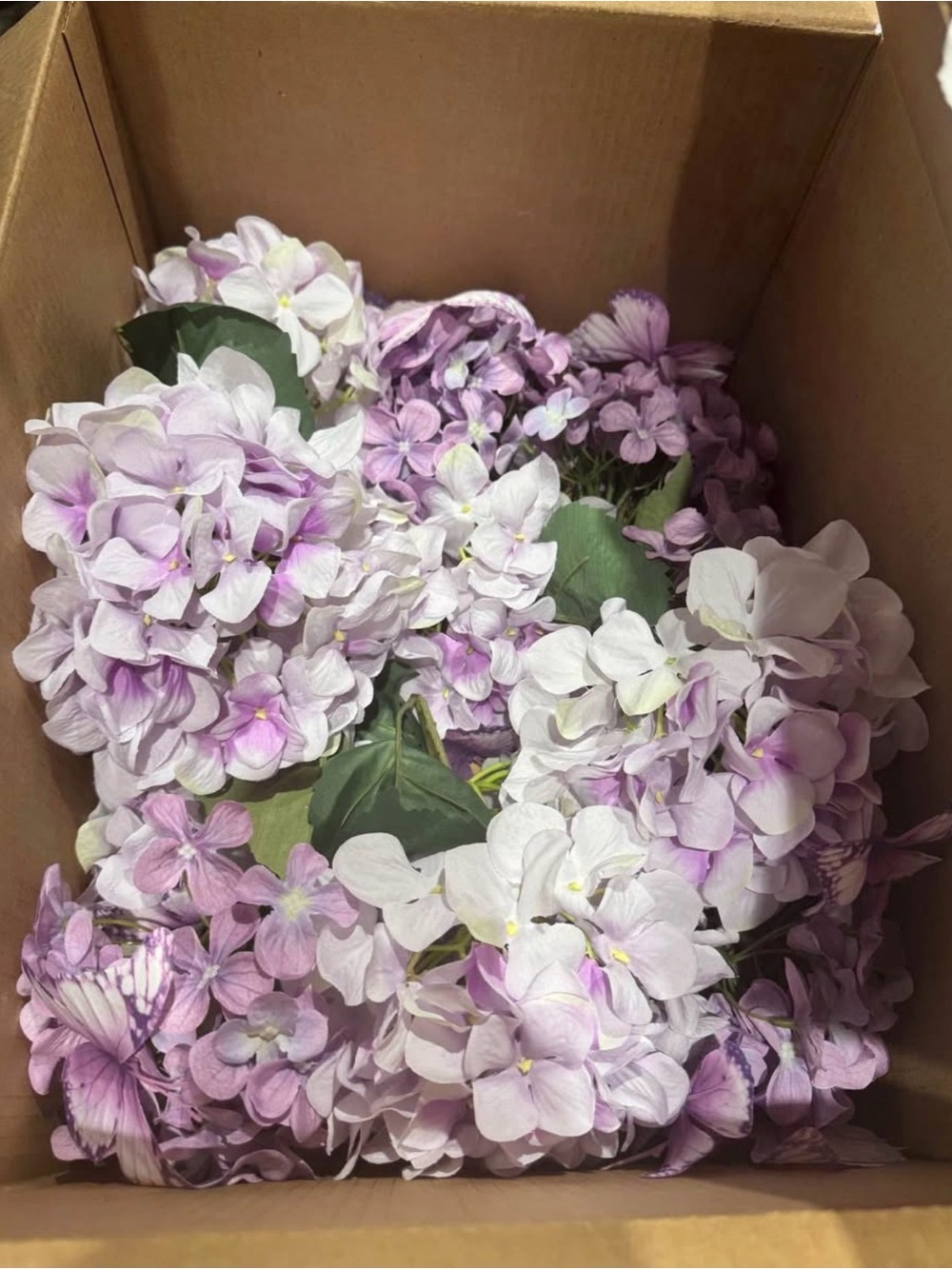 Artificial Hydrangea and Phlox Floral Bundle in Light Purple and White
